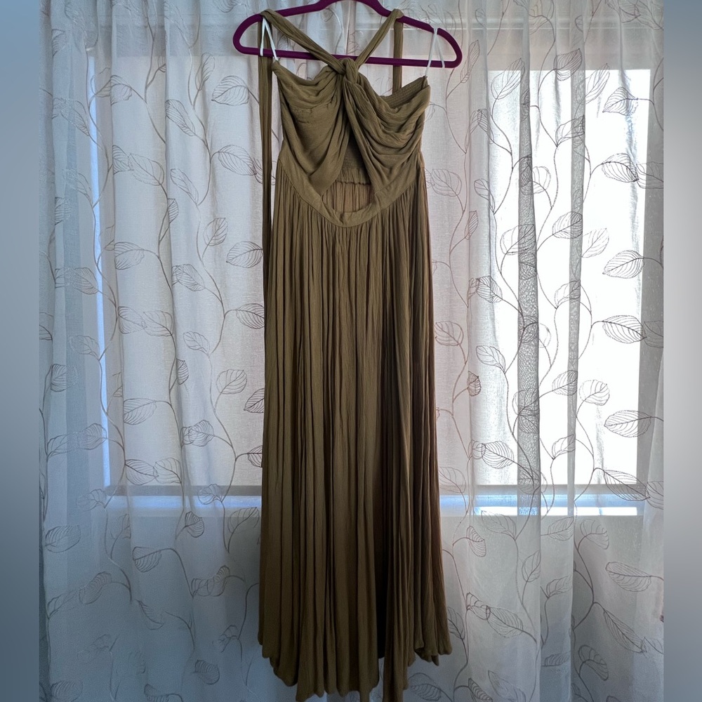 Free People Halter Maxi Dress in mustard-Large